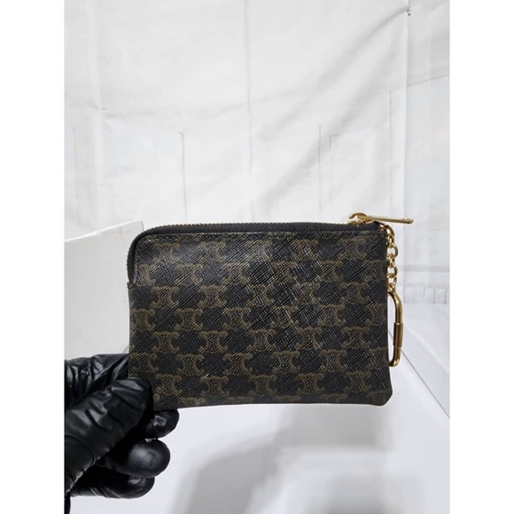 Authentic CELINE Triomphe Canvas Zipped Coin Purse/Wallet Black - Picture 11 of 12